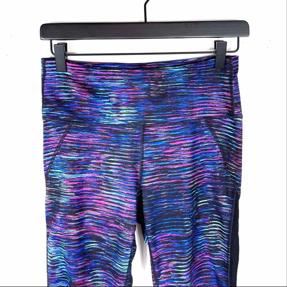 Athleta Womens Leggings Ankle Cropped Multicolor Yoga Small Mesh side - Picture 2 of 6